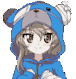 girl bear hood paw Slack emoji