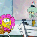 spongebob throwing flowers Slack emoji