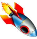 rocket down Slack emoji