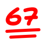 red number 67 bold Slack emoji