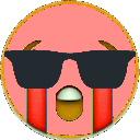 party crying blood but still cool Slack emoji