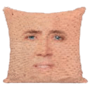 nicolas cage face on a cushion Slack emoji