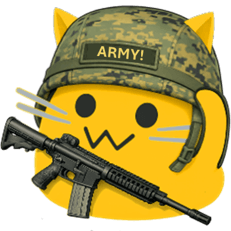 meow yes sir rifle army big Slack emoji