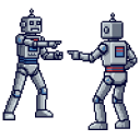 robots pointing Slack emoji