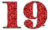 red glitter number 19 Slack emoji