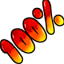 hundred percent red gradient Slack emoji