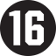 number 16 circle black Slack emoji
