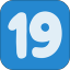 number 19 blue block Slack emoji