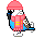 ice skating bird pink Slack emoji
