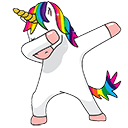 dabbing unicorn Slack emoji
