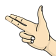 finger guns left Slack emoji