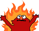flaming elmo excited Slack emoji