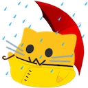 meow singing in the rain Slack emoji