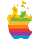 apple rainbow fire Slack emoji
