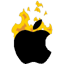 apple logo black fire Slack emoji