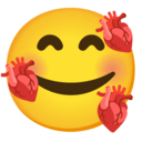 smiling face with 3 anatomical hearts Slack emoji