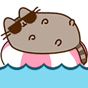pusheen pool vacation Slack emoji