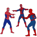 three spider men pointing Slack emoji