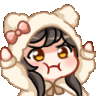girl bear costume pout Slack emoji