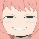 pink hair sly smile Slack emoji