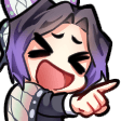 anime girl laugh pointq Slack emoji