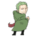 a green zoro Slack emoji