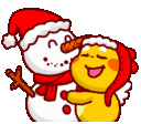 yellow character snowman hug Slack emoji