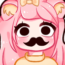 pink hair mustache smile Slack emoji
