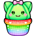 cute cactus rainbow bow Slack emoji