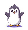 happy penguin wave Slack emoji