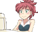 girl surprised glance Slack emoji