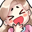 girl hand mouth laugh Slack emoji