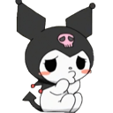 kuromi shy pleading Slack emoji