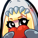 shark girl heart hug Slack emoji