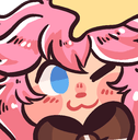 pink hair blush grin Slack emoji