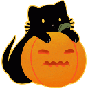 black cat peek pumpkin Slack emoji