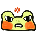 frog angry red cheeks Slack emoji