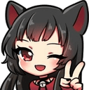 anime catgirl wink peace Slack emoji