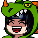 girl dino hat laugh Slack emoji