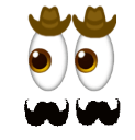 cowboy eyes with moustaches Slack emoji