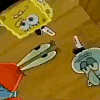 spongebob squidward mr krabs stare Slack emoji