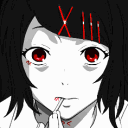 anime girl shh red eyes Slack emoji