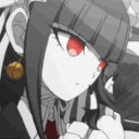 anime girl plotting red eyes Slack emoji