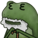 frog suspicious smirkq Slack emoji