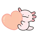 axolotl hug heart Slack emoji