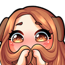 girl hugging hair shy Slack emoji