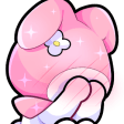 pink bunny cover face Slack emoji