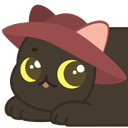 black cat pink hat curious Slack emoji