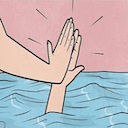 drowning high five Slack emoji