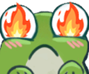 frog fire eyes Slack emoji